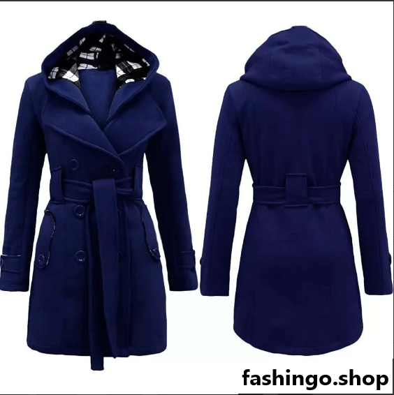 Trench Hooded Check Style Winter Coat.