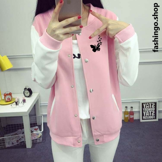 Latest Pink Button Jacket.