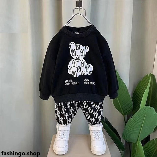 Black Stylish Tracksuit For Kids.
