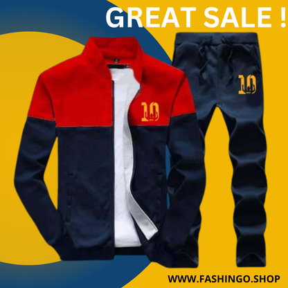 Stylish Panel Zipper Jacket Tracksuit.