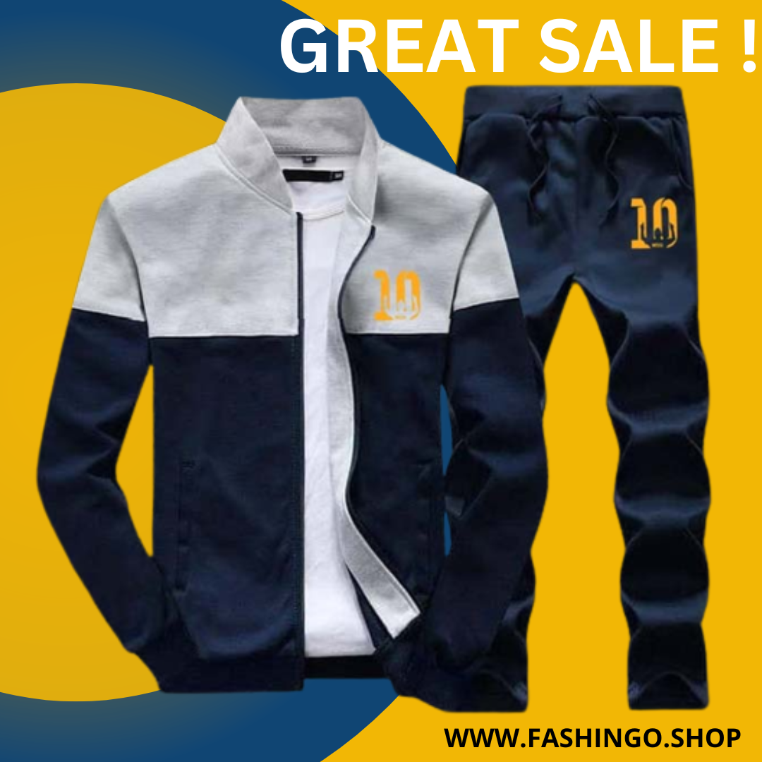 Stylish Panel Zipper Jacket Tracksuit.