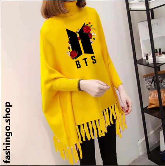 Flower BTS Style Winter Bag Wing Poncho.