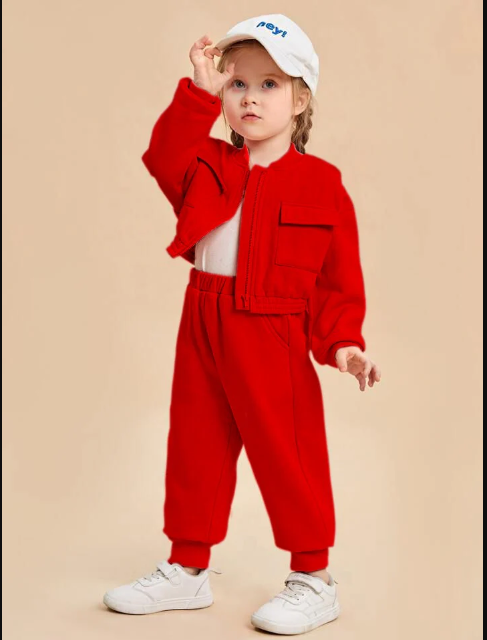 Kids Zipper Style Winter Fleece 2pc Tracksuit.