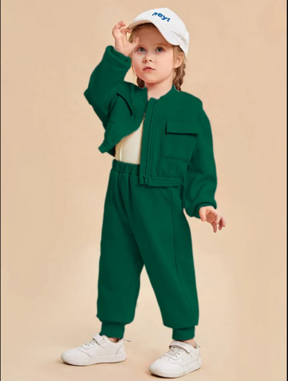 Kids Zipper Style Winter Fleece 2pc Tracksuit.