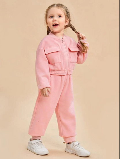 Kids Zipper Style Winter Fleece 2pc Tracksuit.