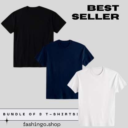 Bundle Of 3 Round Neck Quality T-Shirts Pack.