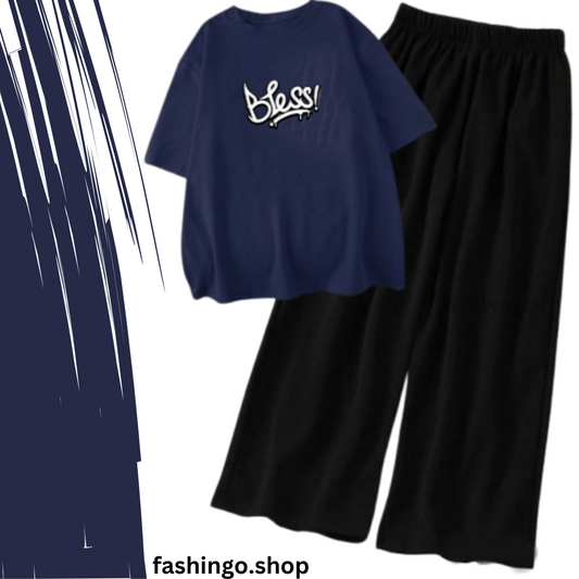 Bless Navy Blue Casual Women Tracksuit.