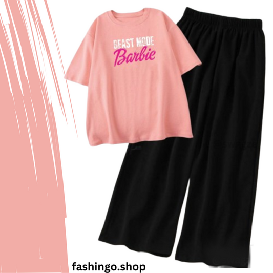 Barbie Pink Casual Women Tracksuit.